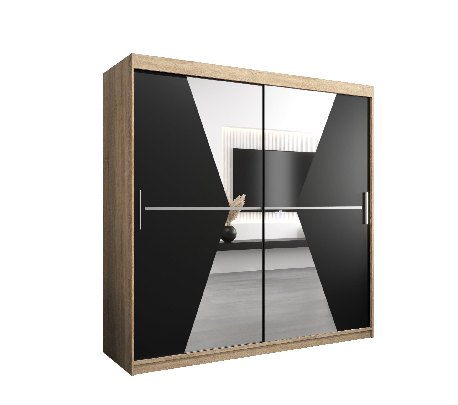 Szafa przesuwna garderoba MAROKO 200 x 62 x 200 cm Sonoma + Czarny - Abiks Meble