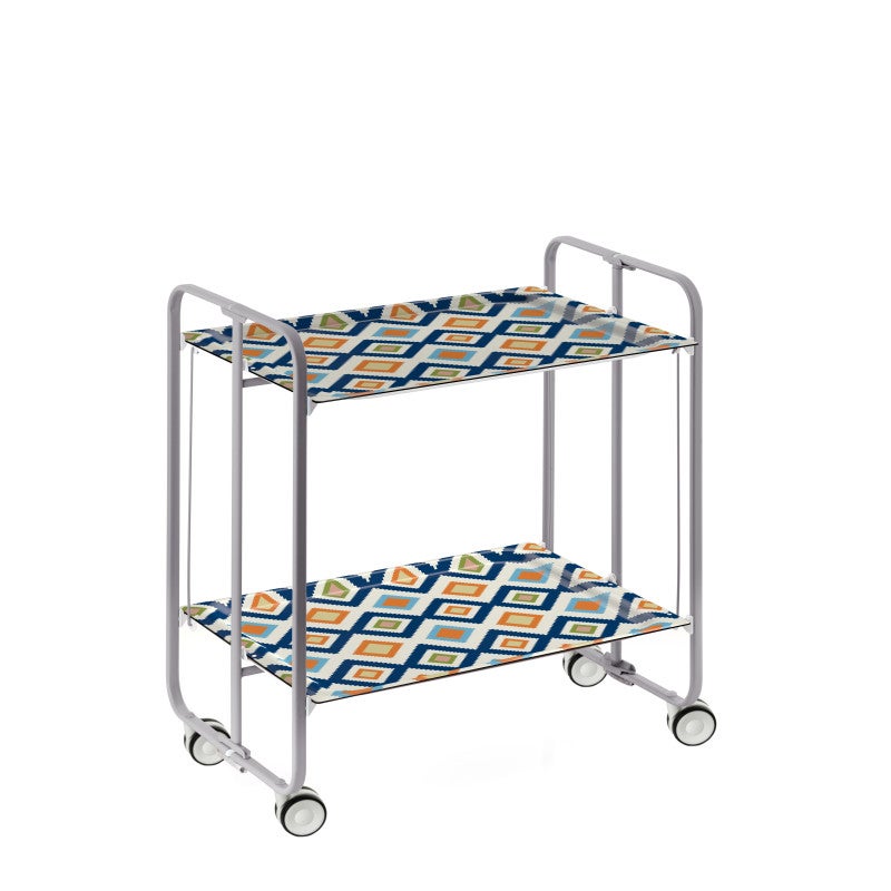 Don hierro - carrito auxiliar plegable bauhaus con ruedas – armazón metálico gris, 2 niveles, 4 posiciones ajustables-