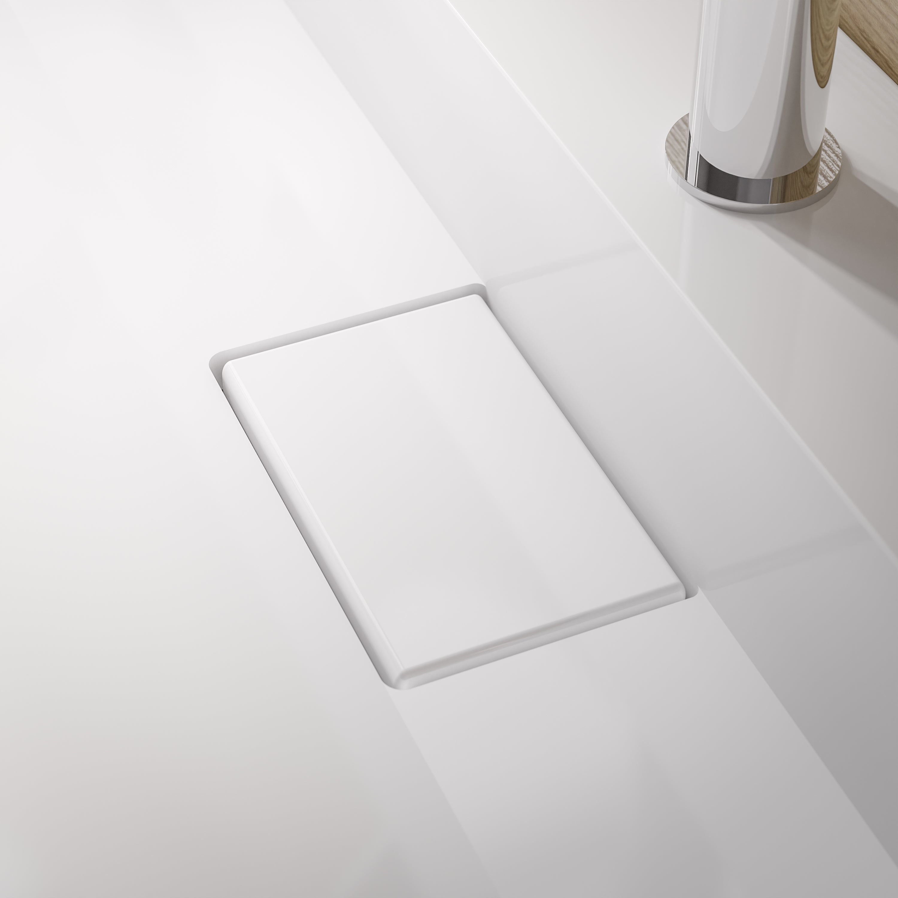 BERNSTEIN - Lavabo moderno Lavabo de mármol fundido con agujero pretaladrado - 60x37x15cm - BS6001 - con agujero pretaladrado - 3