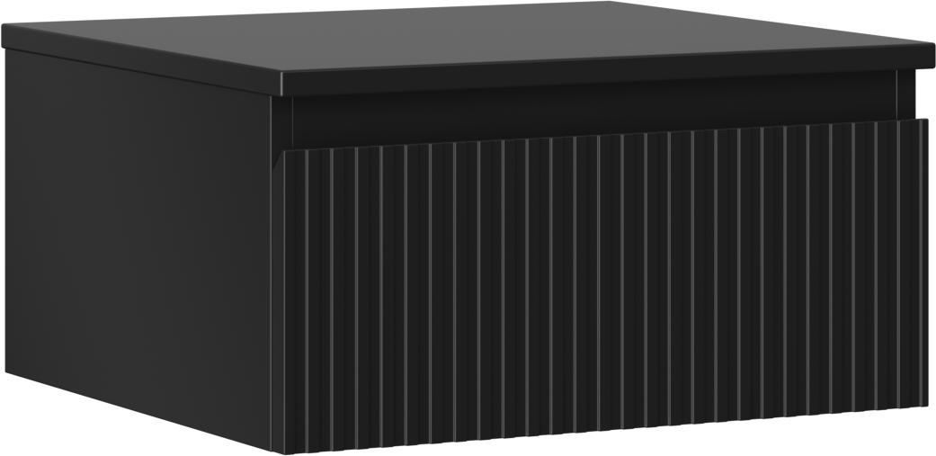 Mexen Rivel szafka łazienkowa podumywalkowa 50 cm z blatem, 1 szuflada, ryflowana , czarna mat - 91A20-05023-1-BFC71