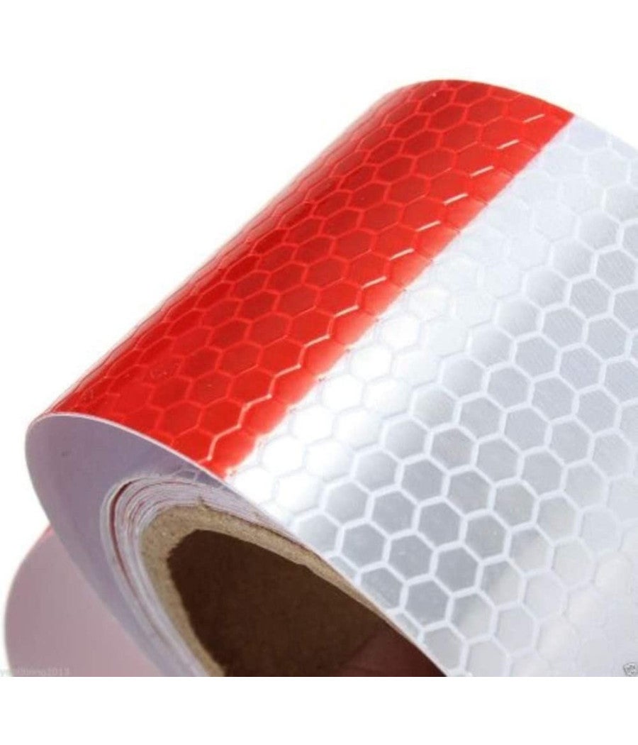 Trade Shop - 25 Metri Nastro Adesivo Catarifrangente Auto Camion Rosso Bianco Alta Visibilitá - - 2