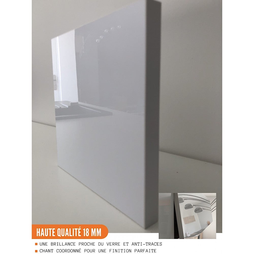 Cuisineandcie - Colonne de cuisine pour micro-onde et four encastrable Bellissi Blanc Brillant 2 portes L 60 cm - 2