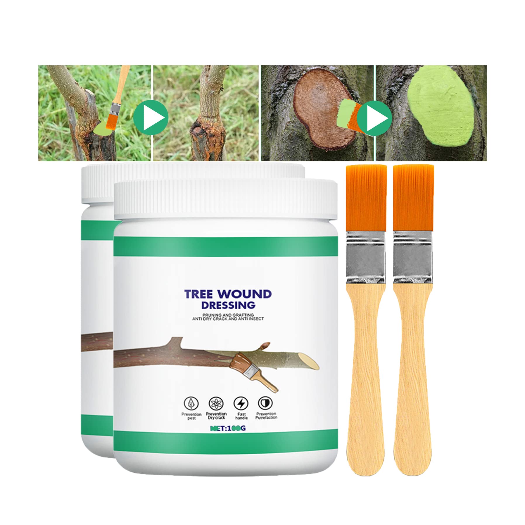 Hintyne Prolong Tree Preservative 100g: El Mejor Sellador Para Heridas De Poda Y Injertos De Bonsái – Recuperación Rápida Con Cepillo Incluido