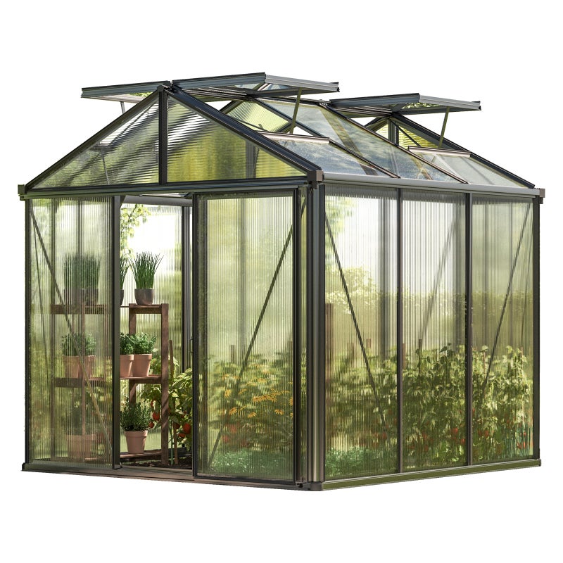 GFP szklarnia Diamas 21 Premium 235x235 cm - grube panele poliwęglanowe ok. 16 mm - kolor: antracytowy