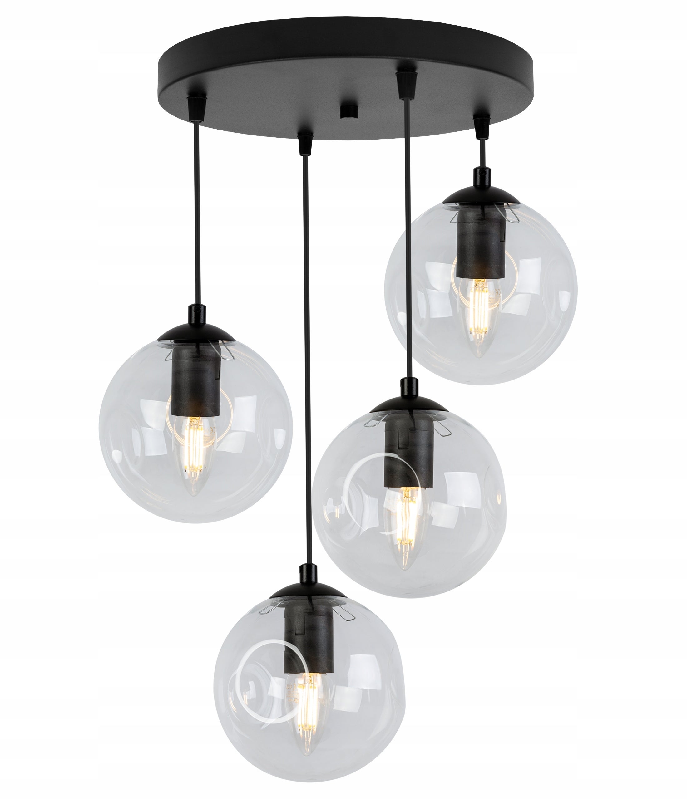 Lampa sufitowa wisząca Monako boho 4xE27 abażur kula transparentna Light Home LH