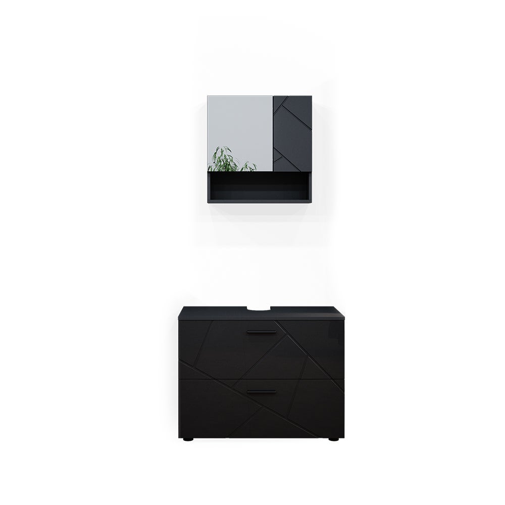 Vicco Zestaw mebli łazienkowych Irma, Antracyt wysoki połysk, 2 części