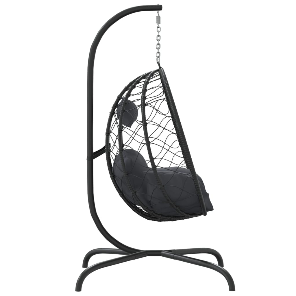 Cadeira ovo suspensa com almofada de aço e rattan sintético antracite - 4