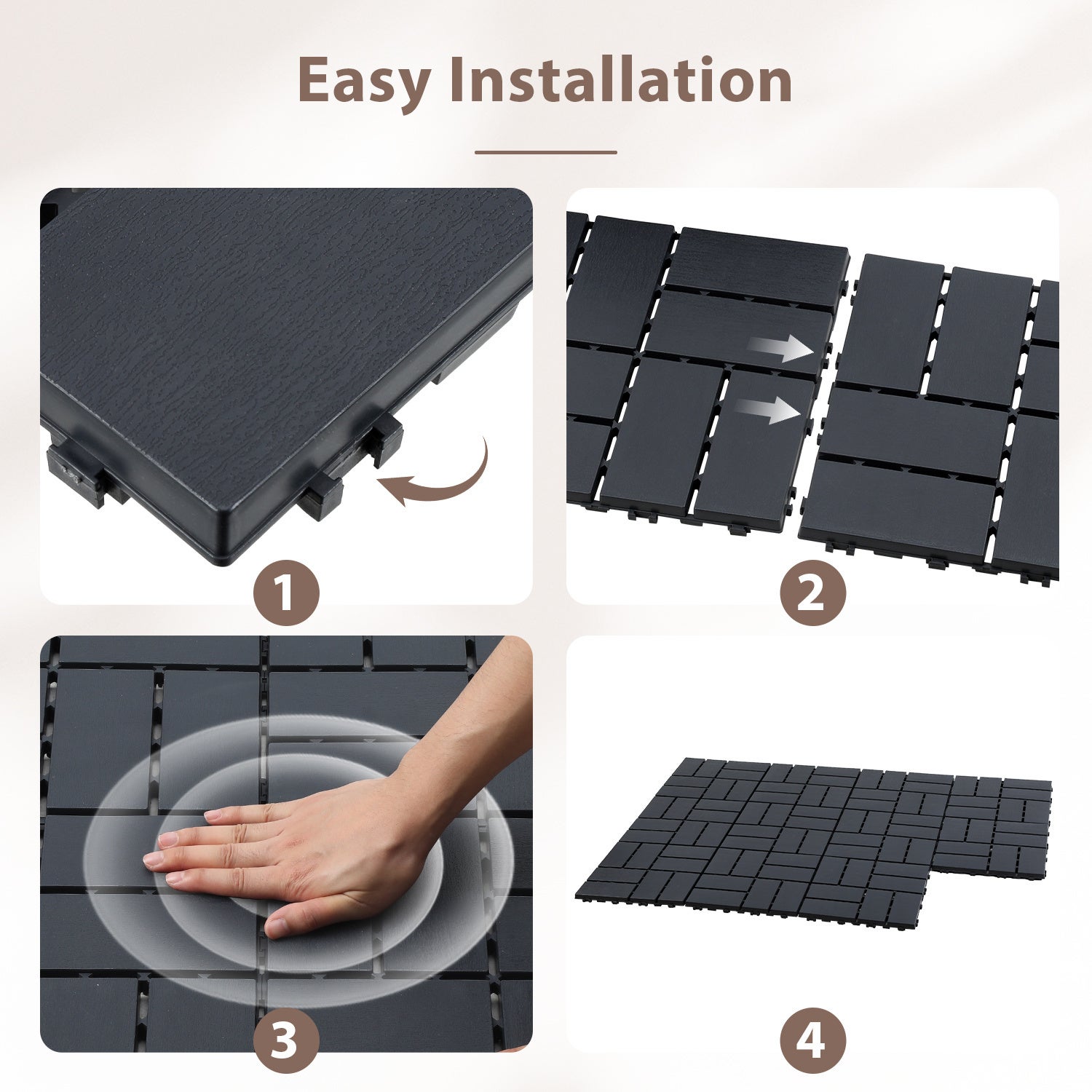Dalles de sol terrasse jardin – 30x30 cm, drainage efficace, entretien minimal Anthracite 77 pcs（7㎡） - 6