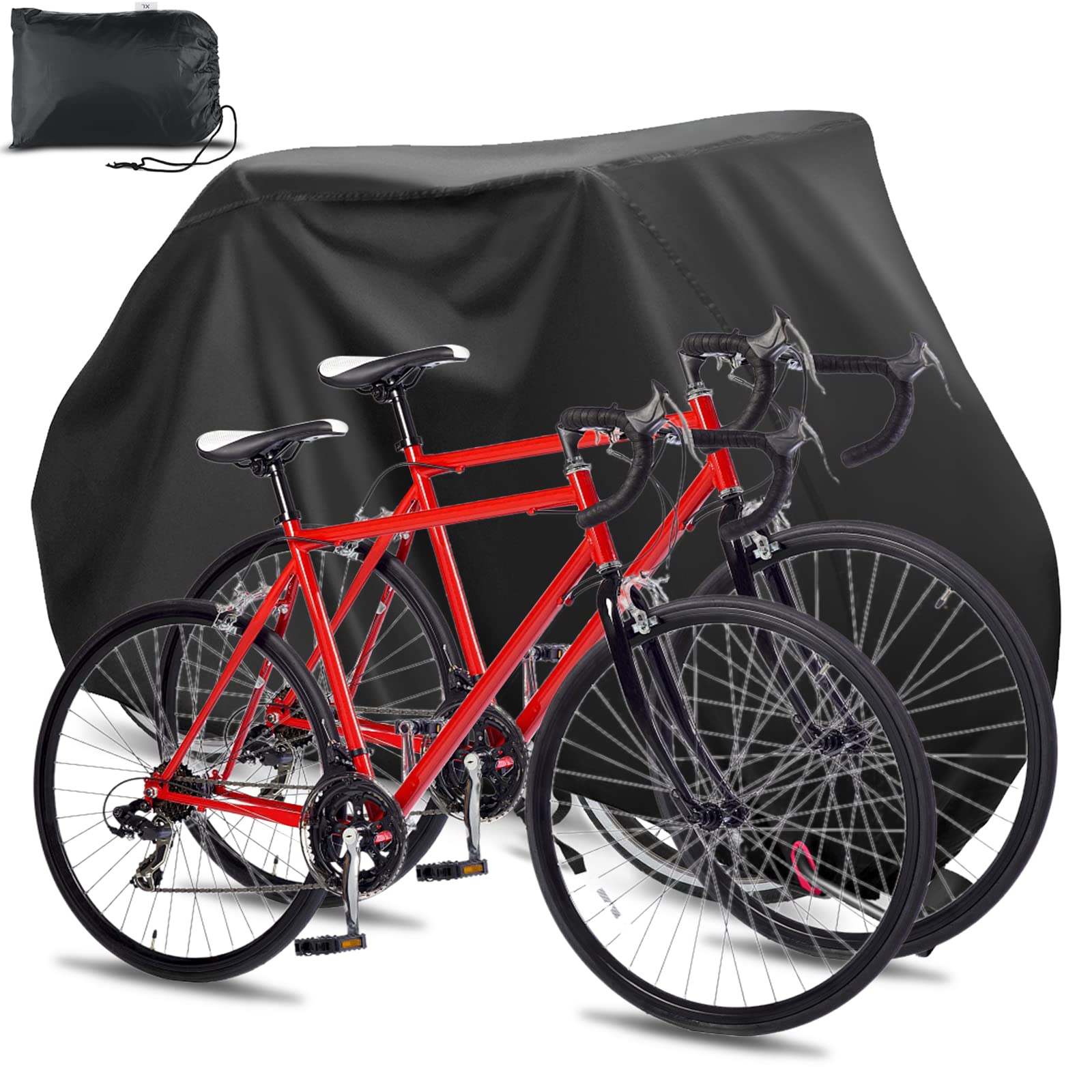 Housse De Protection Vélo Extérieur - Oxford 210D Imperméable - 200x110x70 Cm - Avec Trou De Cadenas Et Sac De Rangement