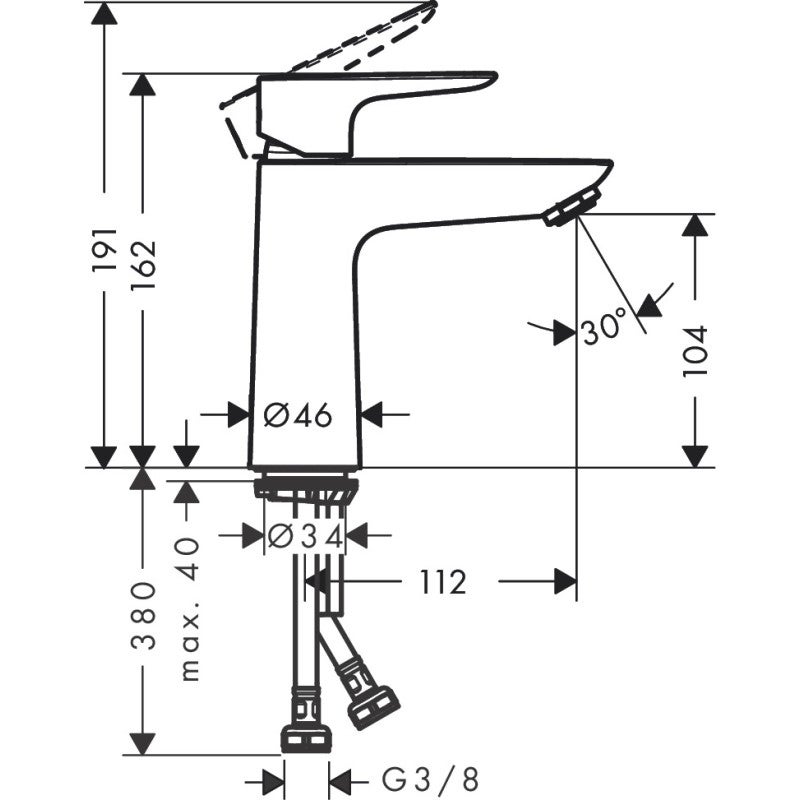 Mitigeur lavabo HANSGROHE Talis 110 CH3 Coolstart Noir chromé brossé sans vidage - 4