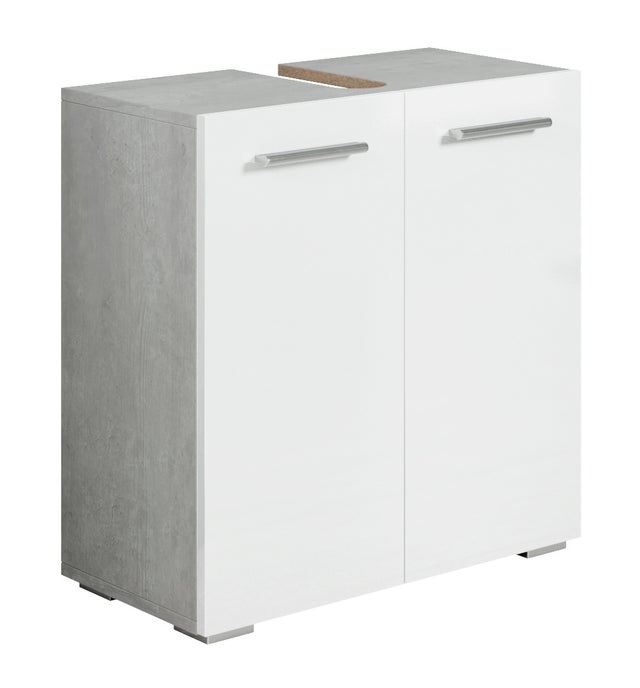 Meuble vasque Jupiter - Beton gris avec blanc - 60 x 30 x 60 cm - Meuble de salle de bain, colonne, armoire
