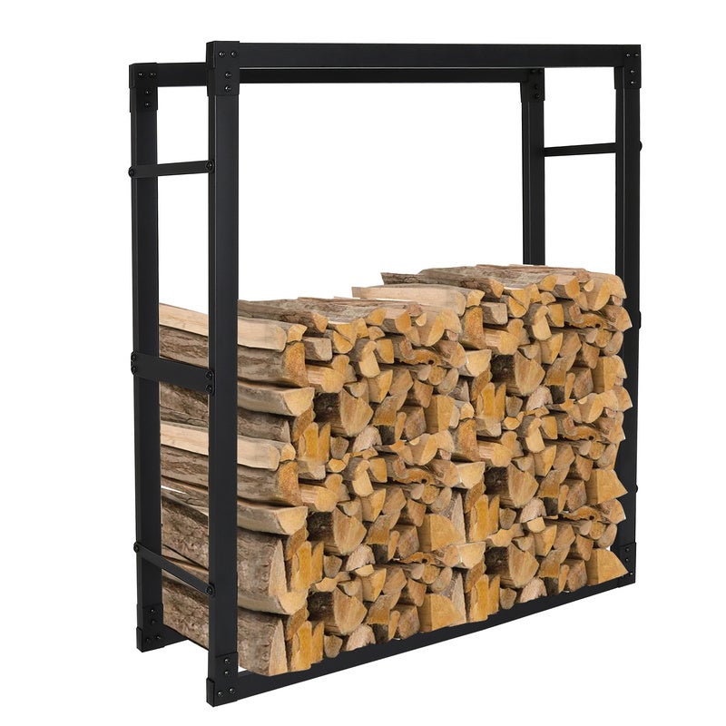 Froadp Support à Bois de Chauffage Range-Bûches Porte-Buche pour Intérieur et Extérieur Panier en Metal Écurie de Stockage de Bois