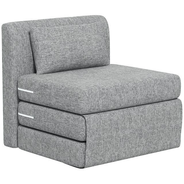 Fauteuil chauffeuse pliant 3 en 1 - HOMCOM - coussin, convertible, matelas dépliant - pour salon, bureau - gris