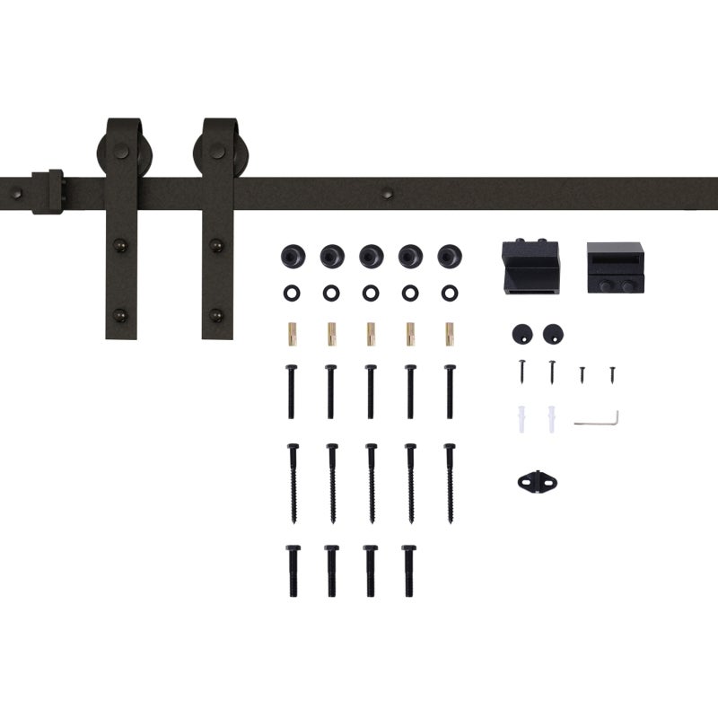 Kit șine glisante pentru uși glisante, max. Capacitate de încărcare 100 kg, metal, negru, 2 m, negru, șină pentru sistem de glisare, negru
