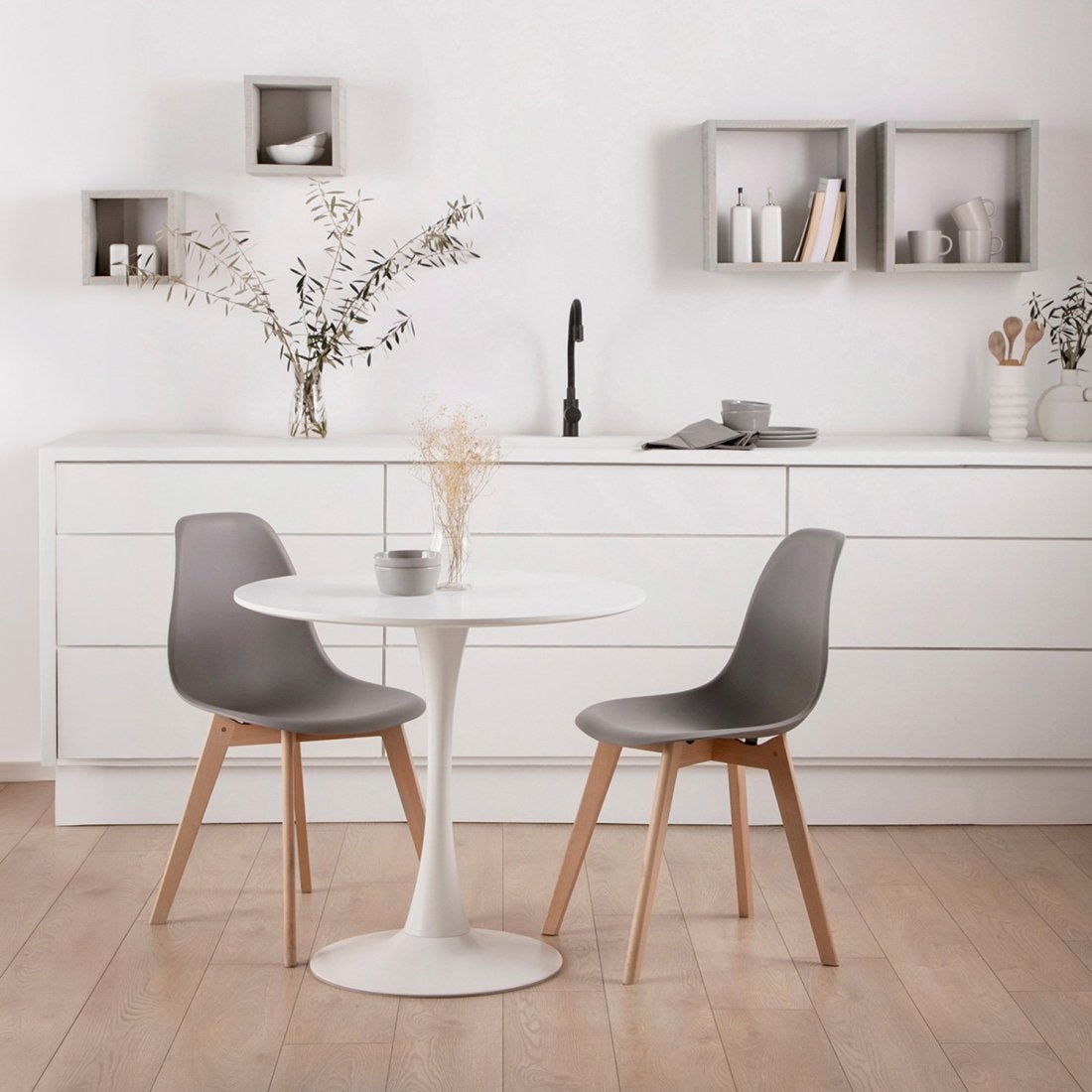 Table à manger ronde Ø80 blanche Cory - 9