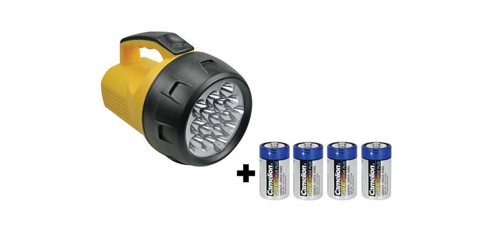 LAMPE TORCHE PUISSANTE - 16 LED - 4 x PILE D - 4