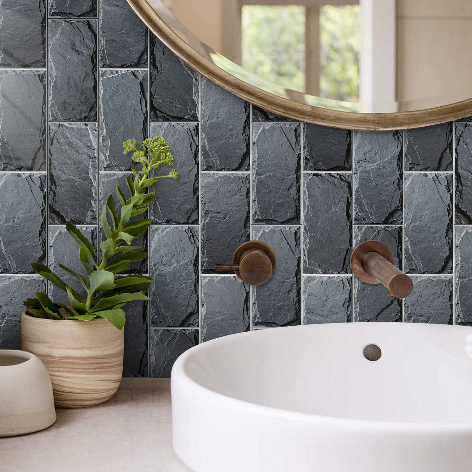 Zestaw 16 samoprzylepnych paneli ściennych, płytki PCV do backsplash, naklejki ścienne 3D, wodoodporne i żaroodporne, 20,32 x 10,16 cm