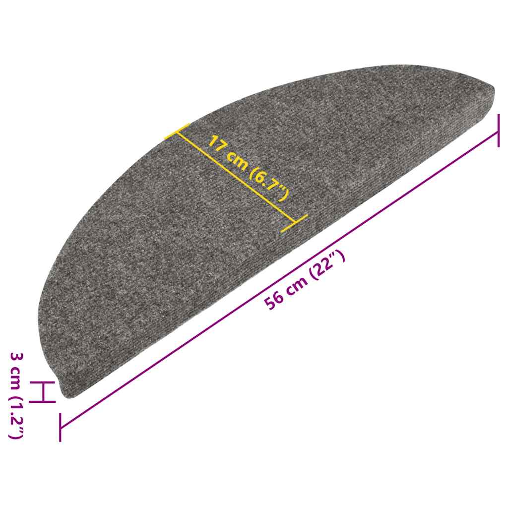 Tapis d'escalier auto-adhésifs 20 pcs gris 56x17x3 cm vidaXL - 3