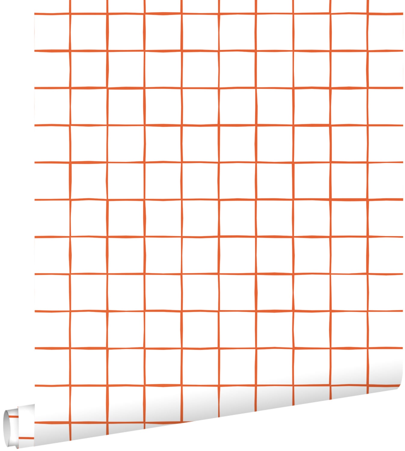 Tapeta motyw kratki pomarańczowymIbiałym - 50 x 900 cm - ESTAHOME