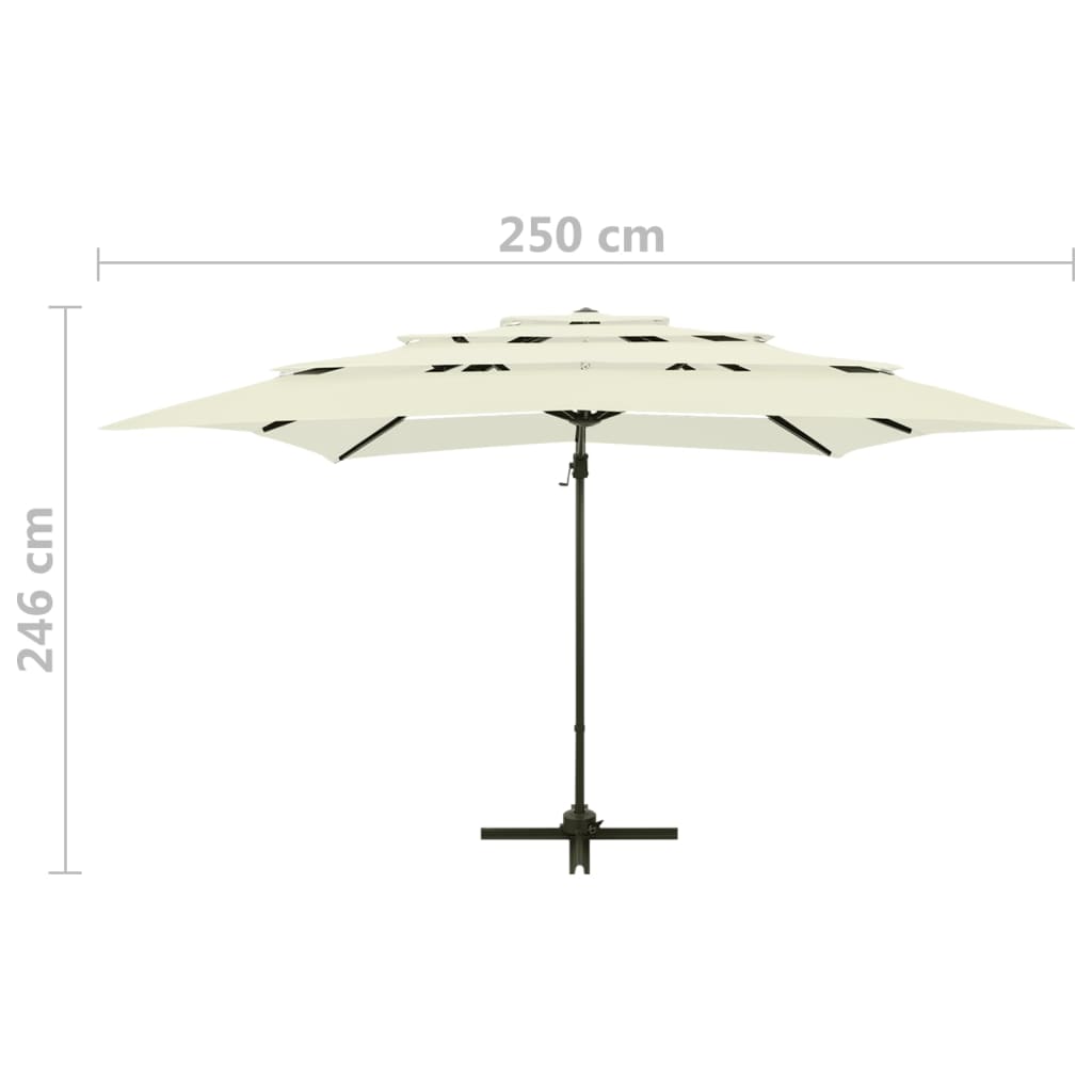 Parasol à 4 niveaux avec mât en aluminium Sable 250x250 - 9