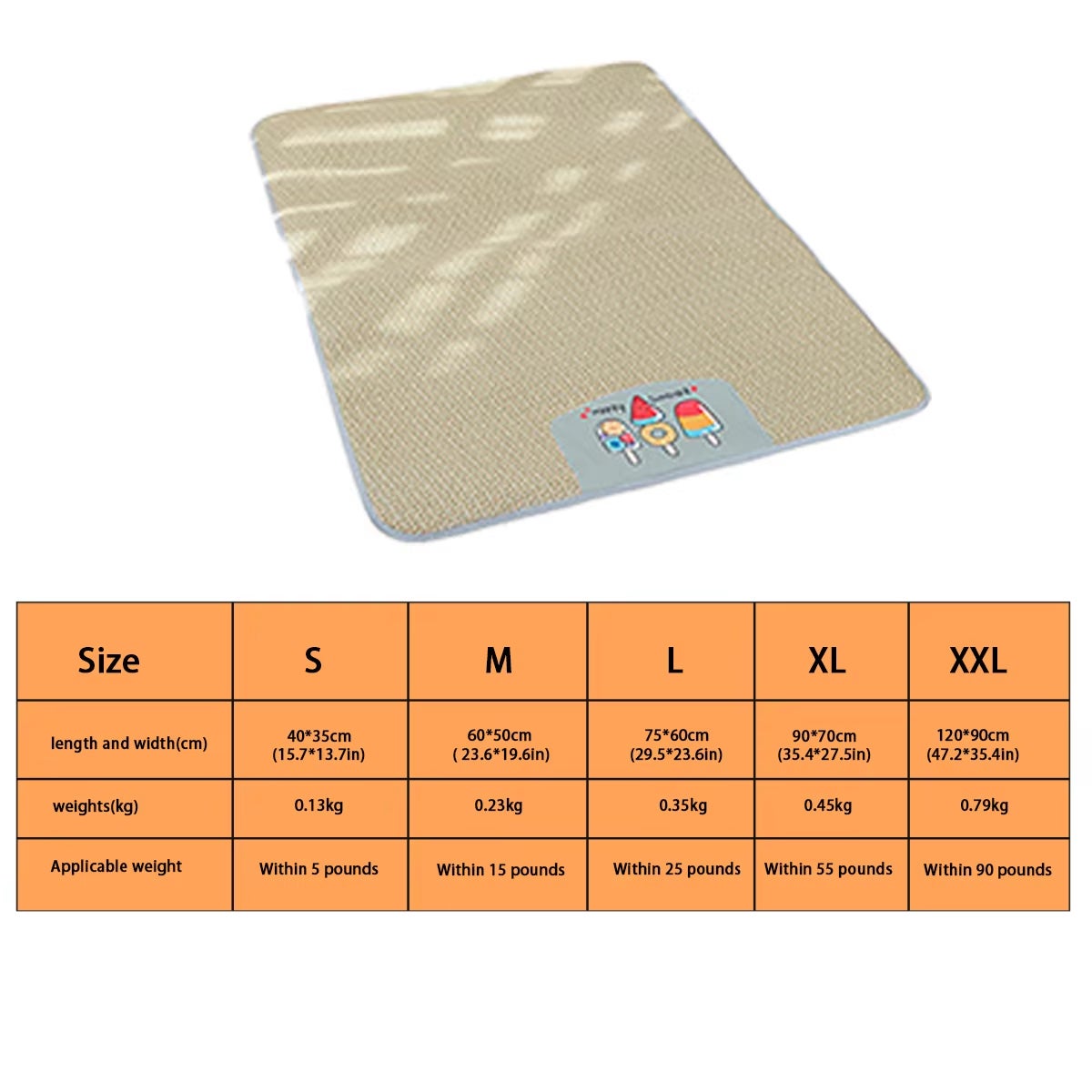 Tapis rafraîchissant pour animaux, tapis d'été rafraîchissant, tapis en rotin, convient aux chats et aux chiens, antidérapant, 45 x 35 cm - 3