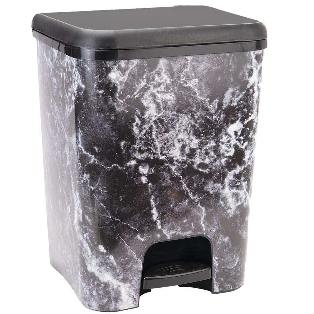 KADAX Secchio cosmetico fatto di plastica, bidone dei rifiuti con coperchio altalena, contenitore per rifiuti, bidone della spazzatura per bagno, cucina, (5L, bianco