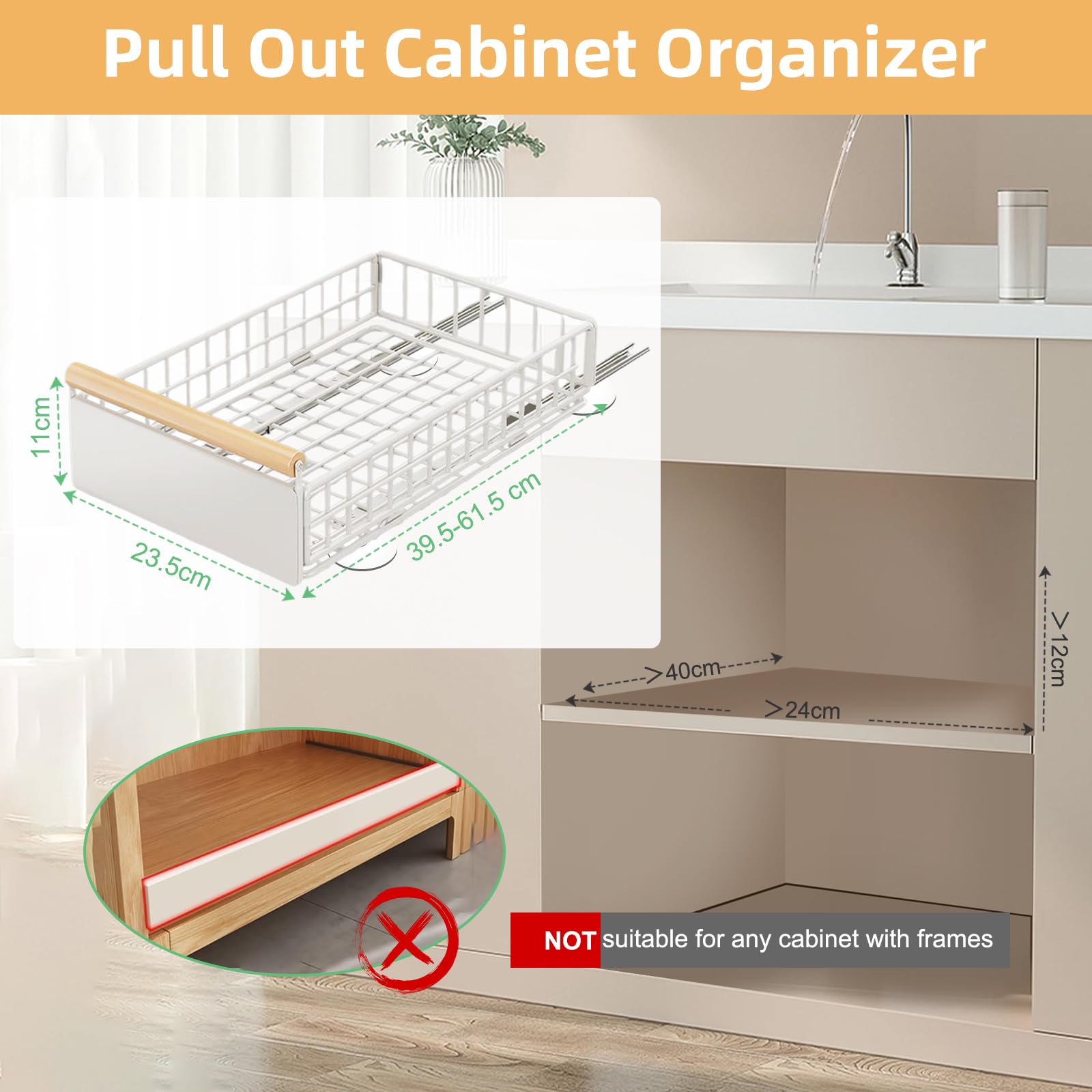 Tiroir Coulissant Abs Lot De 3 Organisateurs Tiroirs Extensibles Pour Cuisine - 13.5/18/27cm, Blanc, Rangement Pratique Rangeur Coulissant Abs