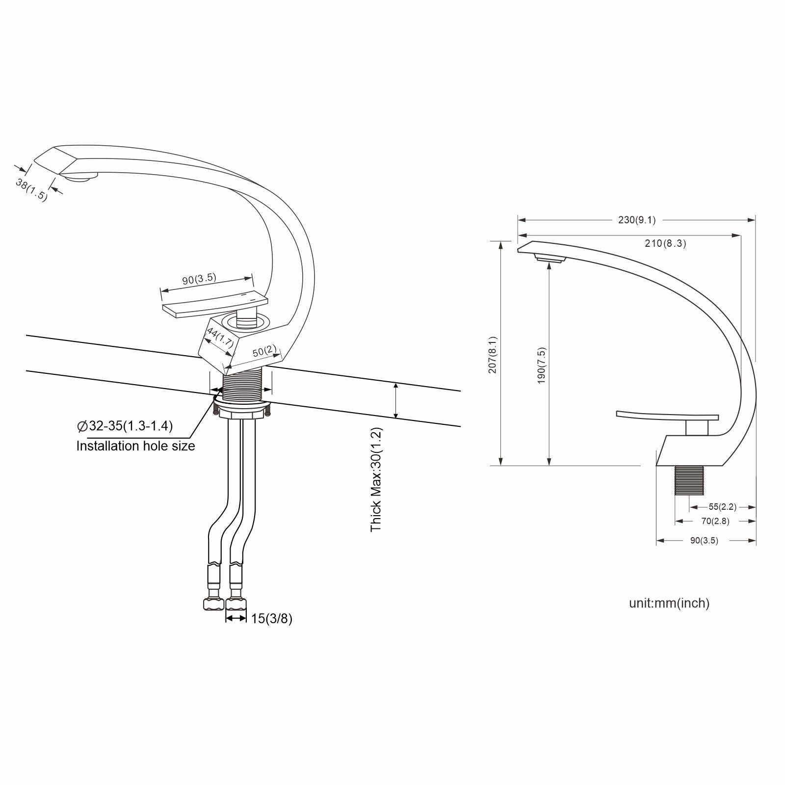 Auralum max Mitigeur de lavabo chrome L Robinet de Lavabo Mitigeur en Laiton pour Salle de Bain - 5