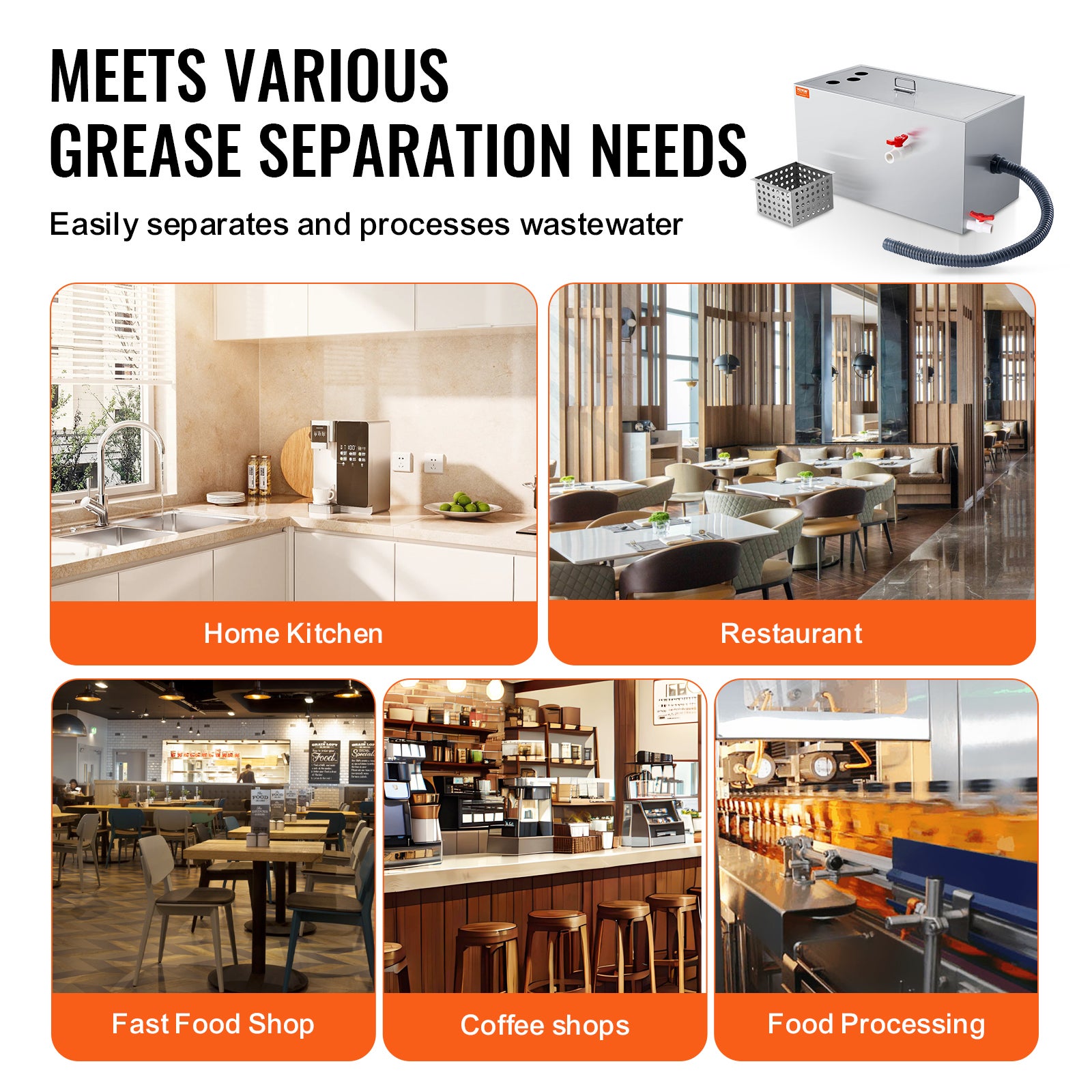 Komercyjny separator tłuszczu, separator tłuszczu 25 funtów, separator z górnym wlotem, separator tłuszczu ze stali nierdzewnej pod zlewem, sepa VEVOR - 6