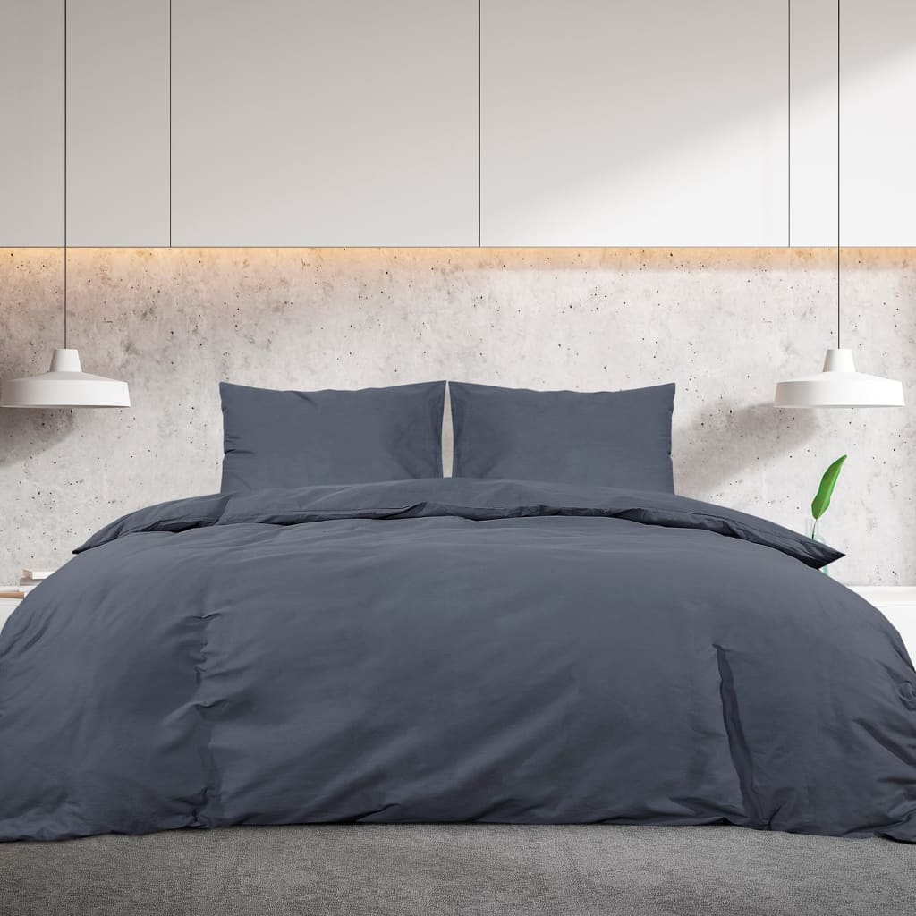 Conjunto de capa de edredom antracite 220x240 cm microfibra - 2