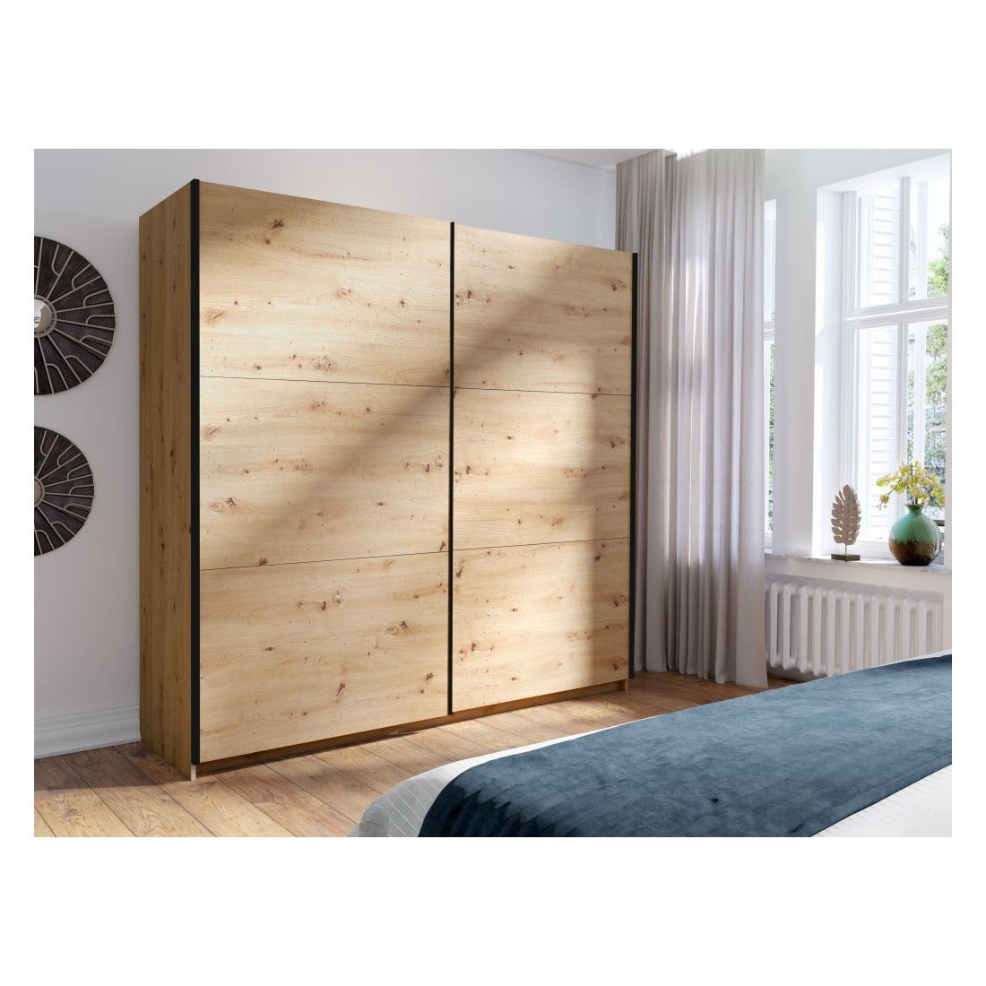 Armoire 2 portes coulissantes 200 cm - chêne - Collection ARSALA - 3