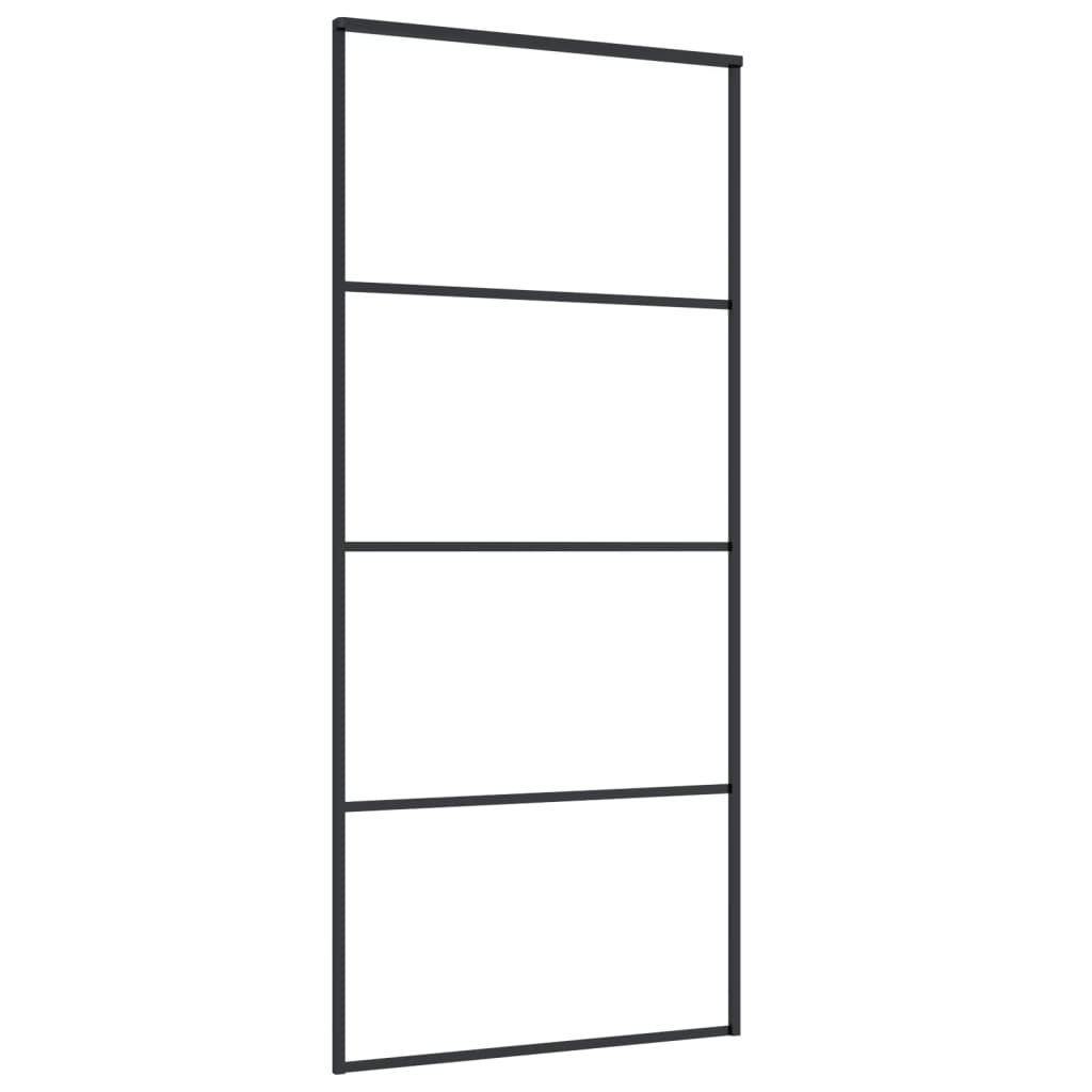 Puerta corredera | Puerta de la cocina ESG vidrio y aluminio 90x205 cm negro CFW31234 - 3