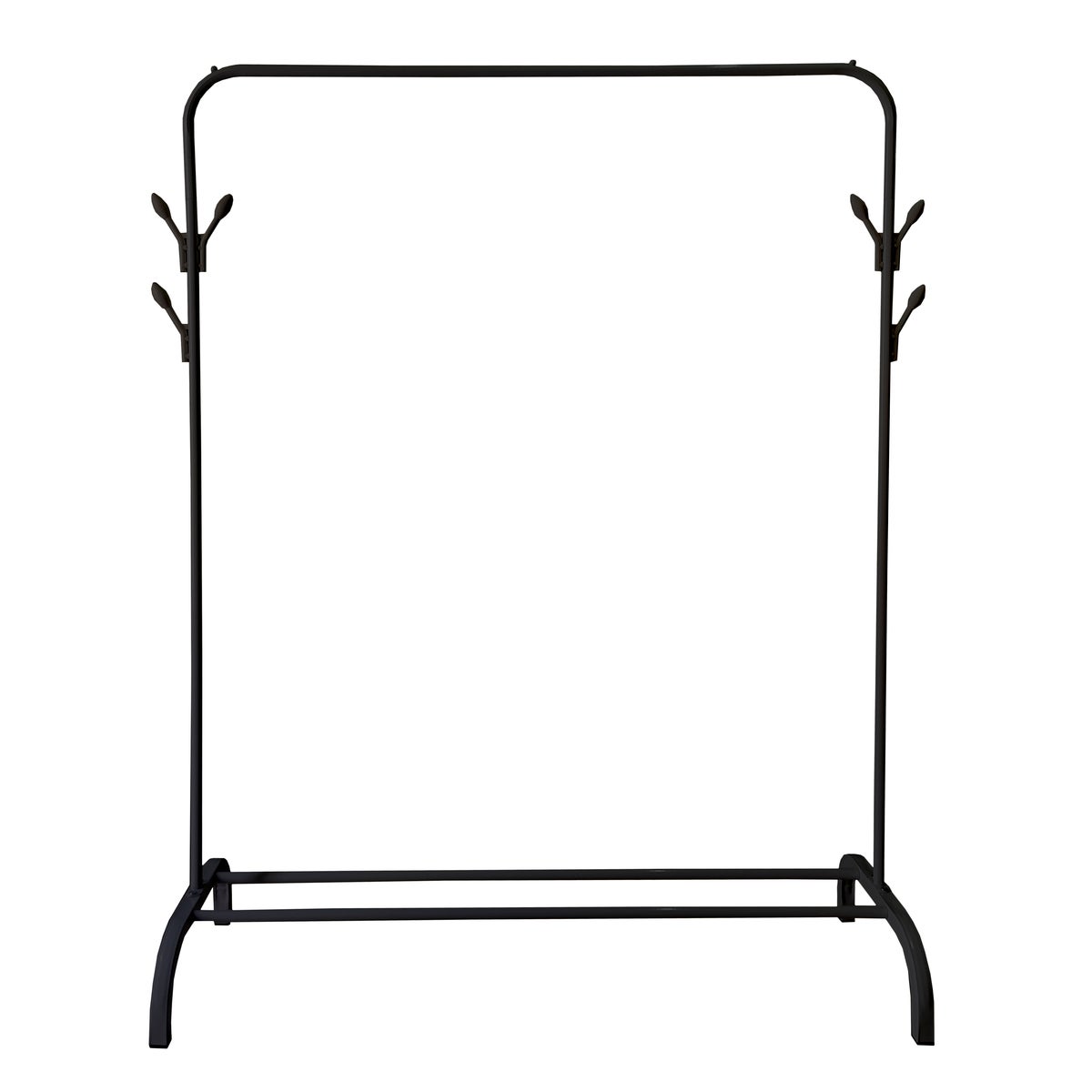 Porte-manteau Basic en métal 150 x 110 x 40 cm | Nyana Home | 6 cintres | 2 barres de rangement inférieures | Noir - 2