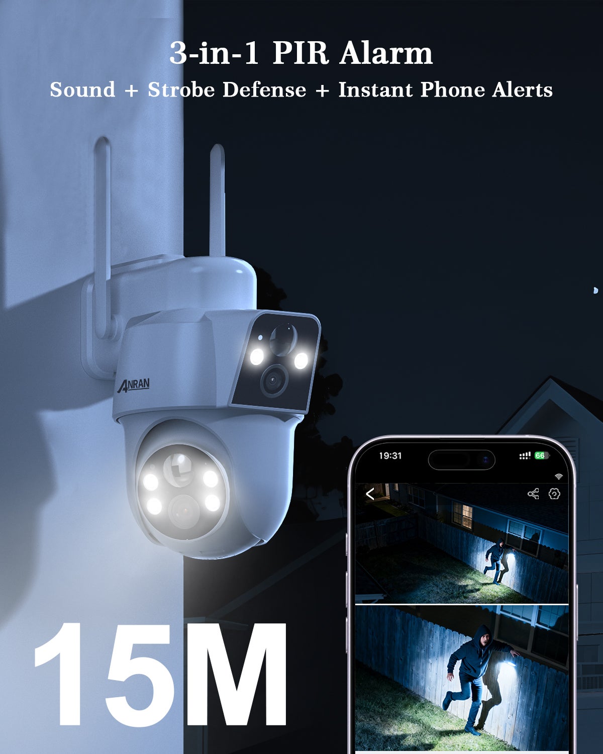 Lots de 2 Caméra de surveillance Extérieur Sans fil-double objectif-Alimentée énergie solaire-360° camera- ANRAN Q7M2-2PCS - 7