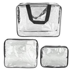 Set di 3 borse da viaggio trasparenti - Borsa per il trucco trasparente portatile e impermeabile | Leroy Merlin