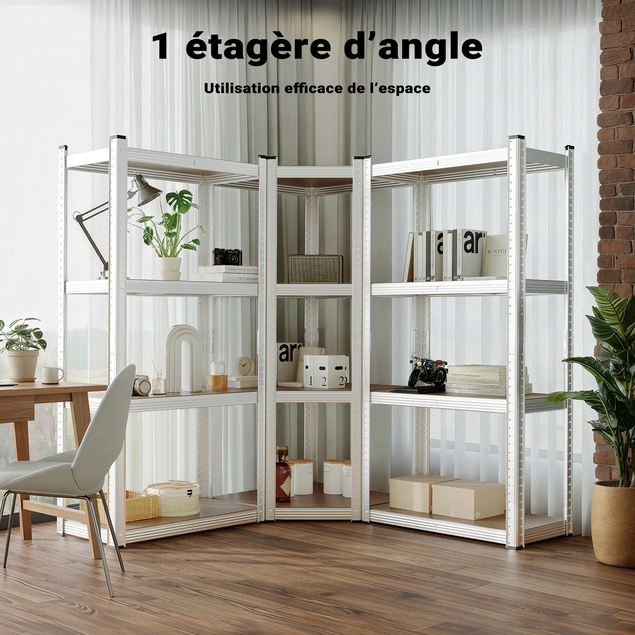 Rayonnage d‘atelier Charge lourde Etagères enfichables de coin Kit Etagères de cave Stockage - 4