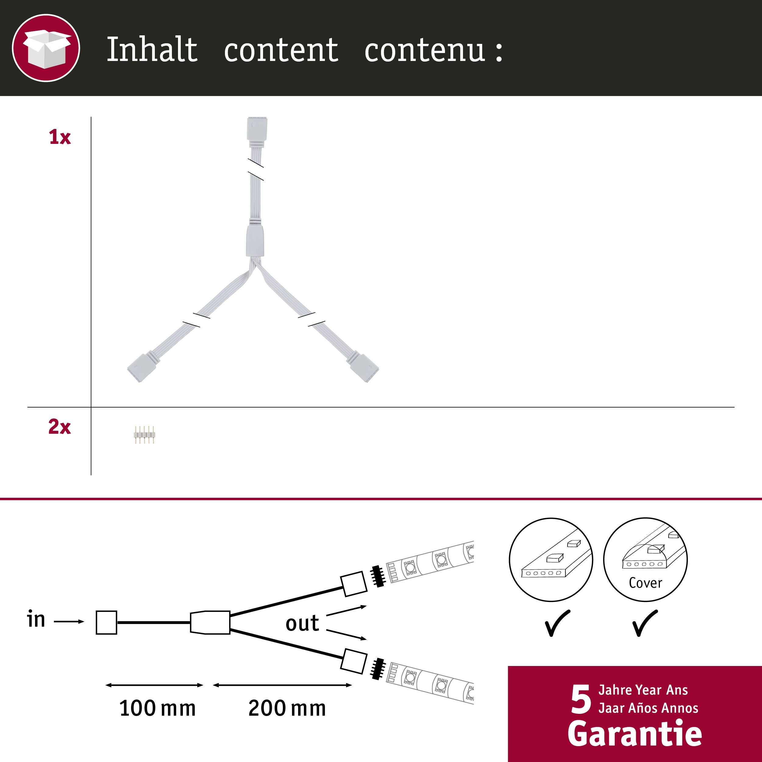 MaxLED accessoires Connecteur Y-Connecteur Blanc - 4