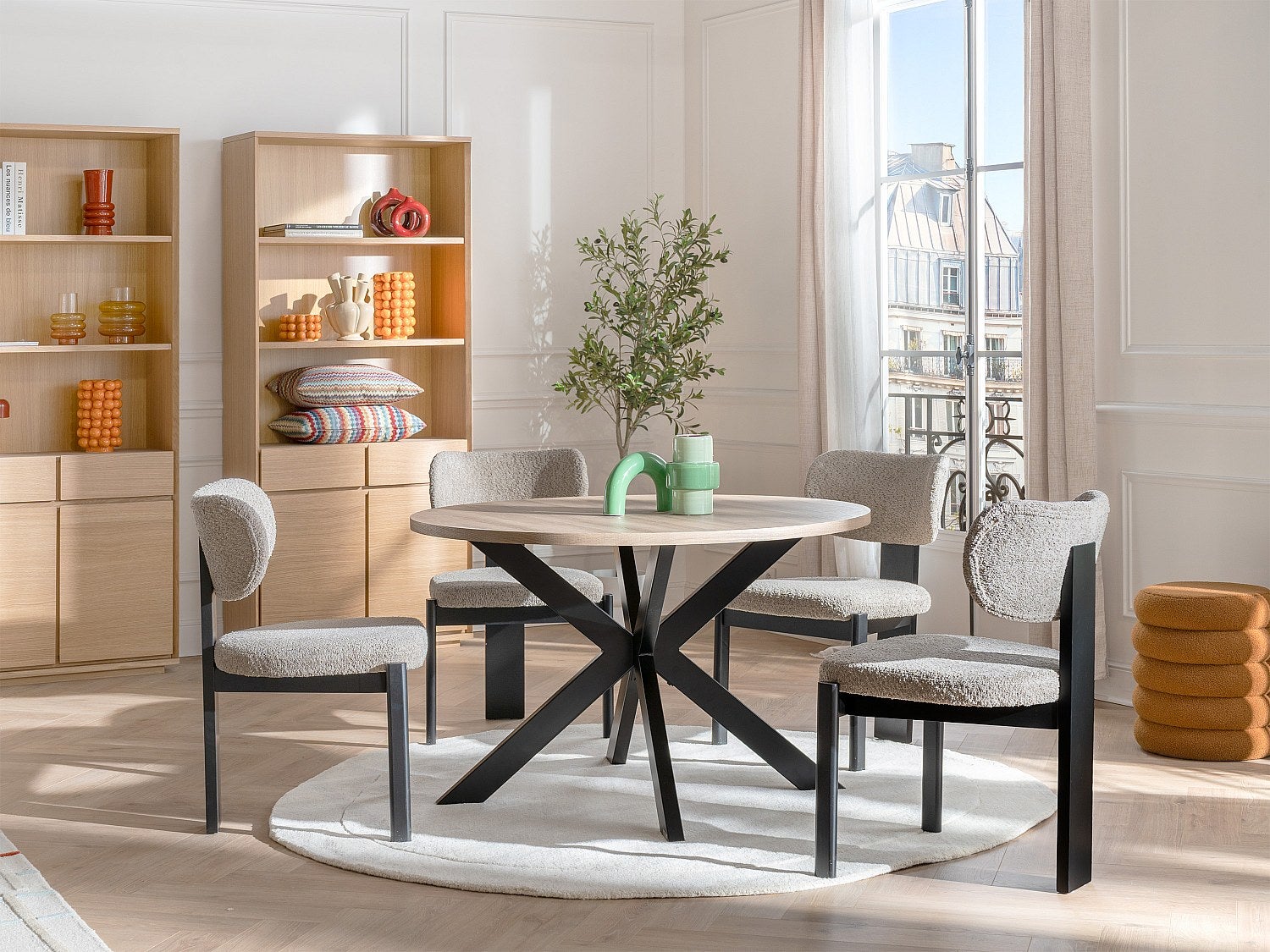 Zestaw 2 krzeseł z bukli i drewna kauczukowego - Taupe i Czarny - WILANA