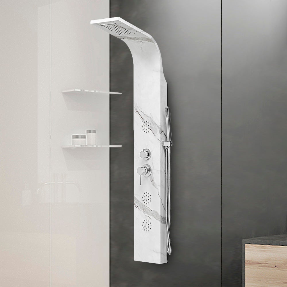 Colonne De Douche Noire En Acier Inoxydable - Effet Pluie + Massage - 5 Jets - 120 Cm - Neuf