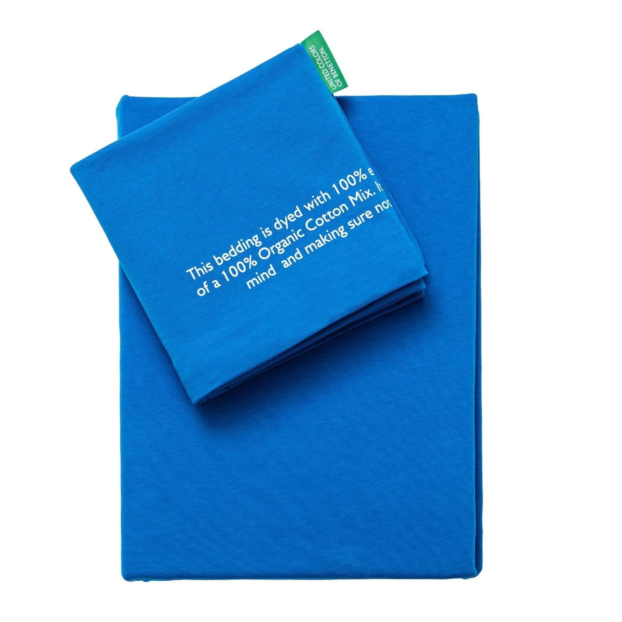 Benetton set 2 piezas funda nórdica 135x200 cm + funda almohada 80x80 cm en azul de 100% algodón