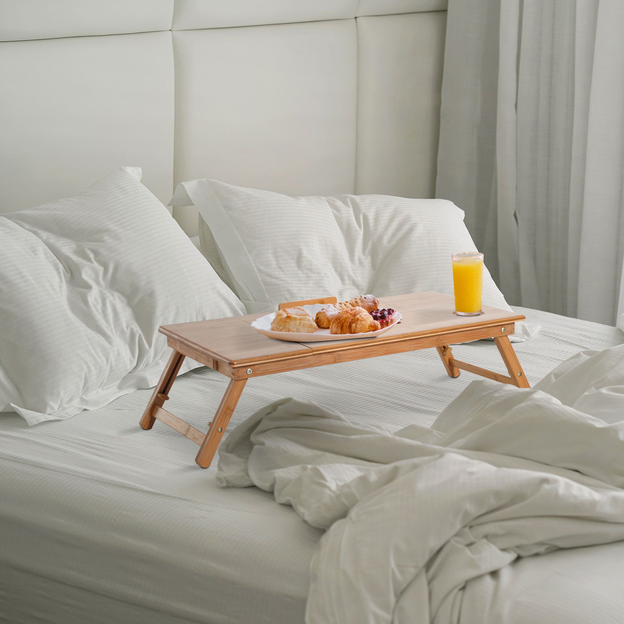 Support Sous Table Support pour ordinateur portable en bambou, plateau de lit, table de ...