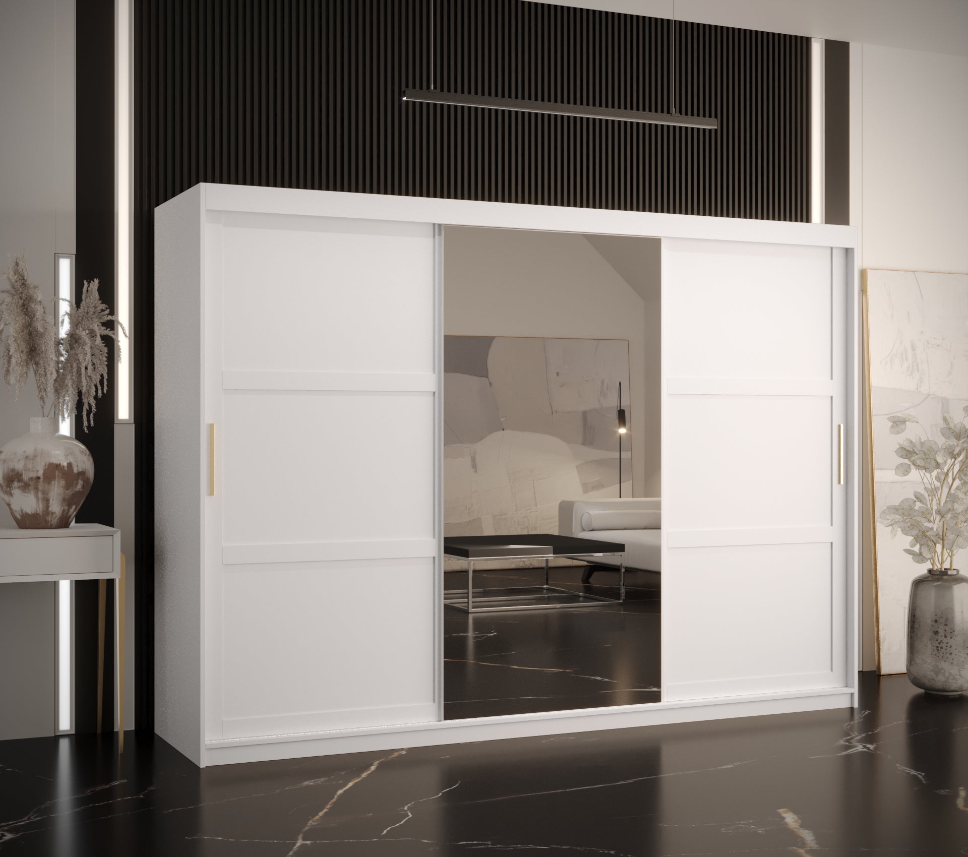 Szafa przesuwna garderoba RAMIRO 2 250 x 62 x 200 cm Biały - Abiks Meble - 2