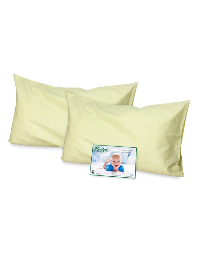 PAIRE de taie d'oreiller PEDRO pour lit bébé CM. 40X60 TOUTES LES COULEURS Jaunâtre