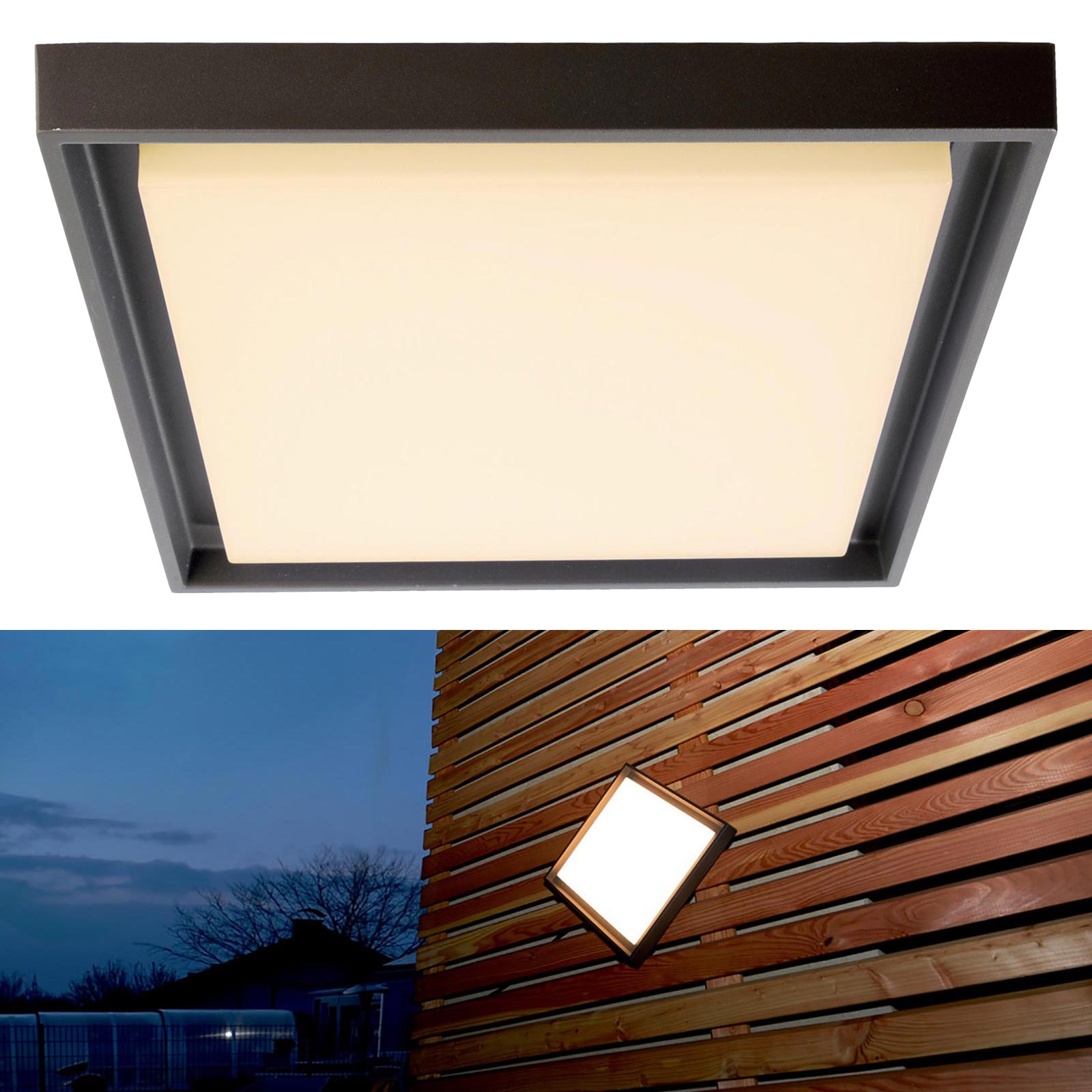 ASCELLA LED lampa sufitowa 30W IP54 lampa sufitowa nowoczesna wodoodporna zewnętrzna balkon wejście garaż piwnica CARRÈ