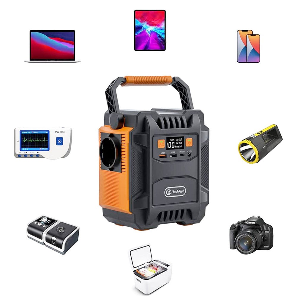 Kit d'alimentation d'urgence Flashfish A201 172WH 200W 220V + panneau solaire pliable TSP 18V 100W avec sortie CC/USB - 5