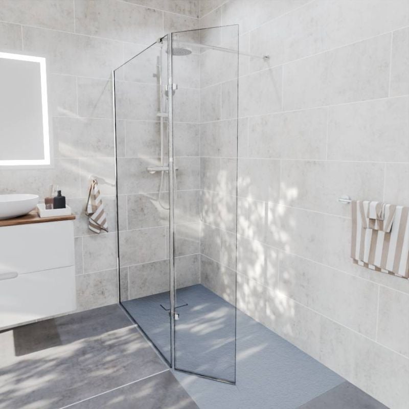 Paroi de douche italienne 100+40 x 185cm NEPTA verre 8 mm avec volet pivotant - 3