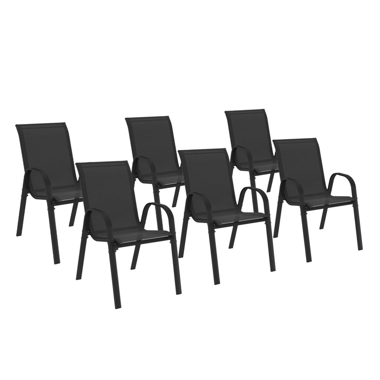 Lot de 6 Chaise de jardin sans coussin LYMA en Textilène Noir - 2