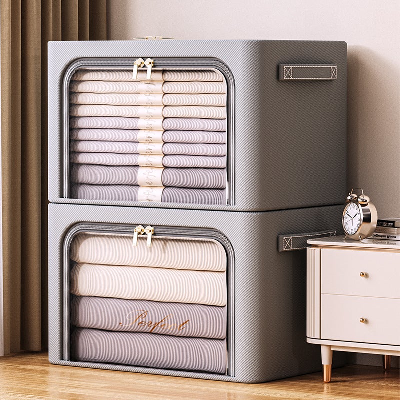 Caixa de armazenamento de roupa doméstica Cesta dobrável de guarda-roupa 24L 40 * 30 * 20 cm Cáqui - 6