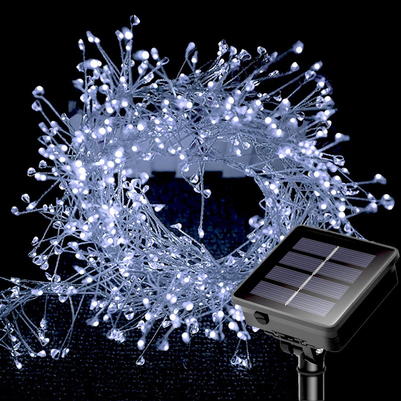 Słoneczne oświetlenie sznurkowe, 6 m 200 LED, 8-trybowe migające słoneczne oświetlenie zewnętrzne, wodoodporność IP65