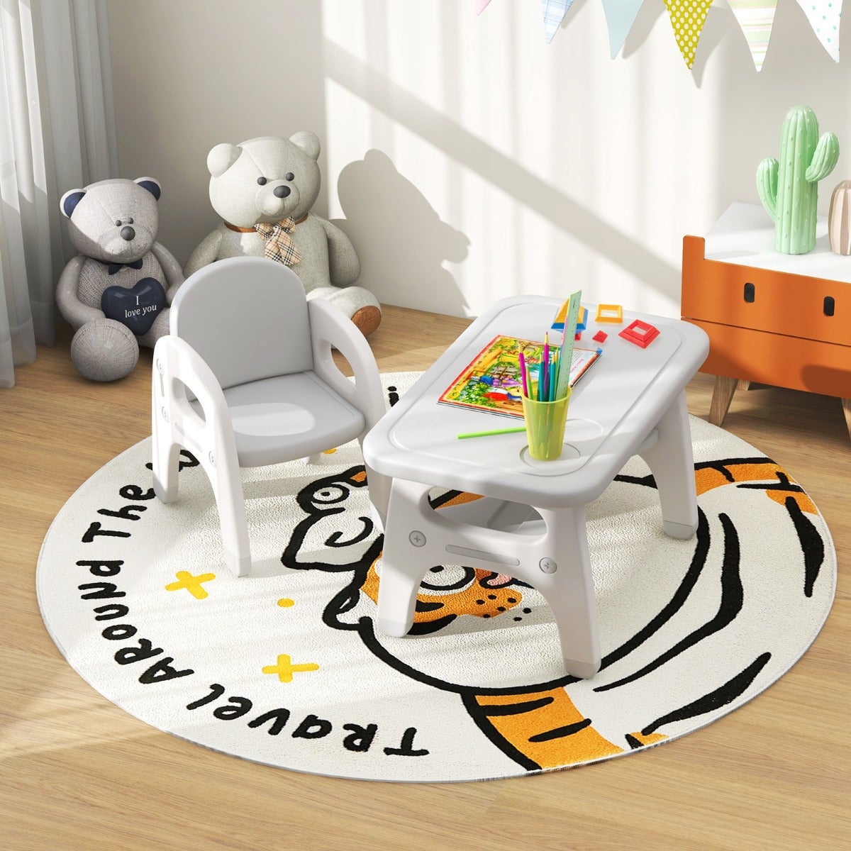 Sinbinta - Ensemble bureau et chaise enfants réglable en hauteur Sinbinta - Ensemble bureau et chaise enfants réglable en hauteur